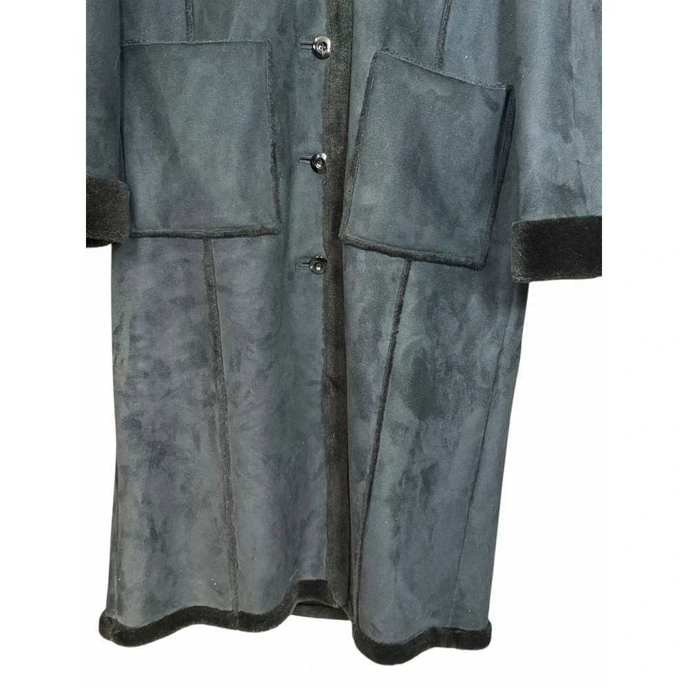 VTG Witch Winter Mystical Boho Penny Lane Coat XL Vegan Suede Long Hooded Jacket